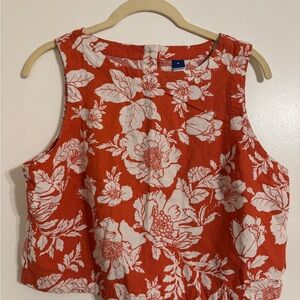 Old Navy Orange and White Floral Blouse